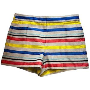 J.Crew Women's Jacquard Basket Weave Colorful Stripe Shorts Size 4 Multi Stretch
